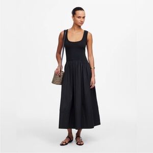 Madewell Black Maxi Dress mixed poplin XS New!!